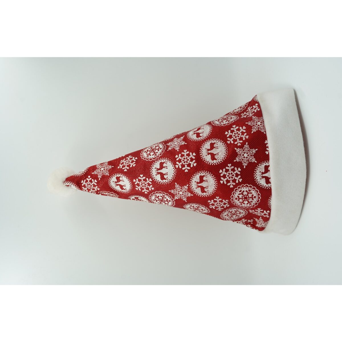 Caciulita de Mos Craciun, Embo,cu ornament fulg de nea si sclipici, rosie, marime universala, material textil - imagine 2
