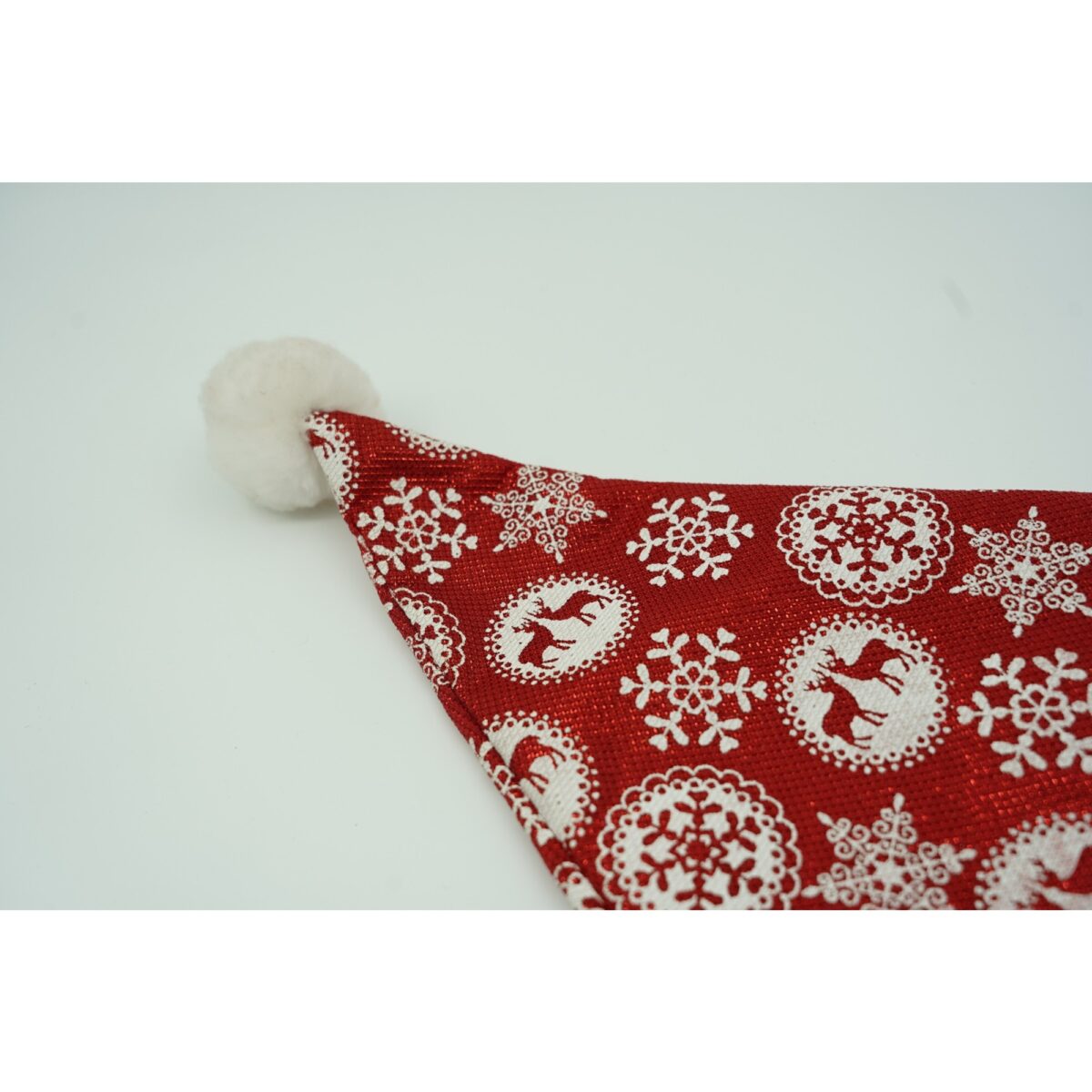 Caciulita de Mos Craciun, Embo,cu ornament fulg de nea si sclipici, rosie, marime universala, material textil - imagine 4