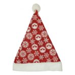 Caciulita de Mos Craciun, Embo,cu ornament fulg de nea si sclipici, rosie, marime universala, material textil