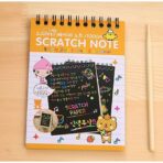 Caiet cu fise razuibile Embo, DIY Magic Scratch, 12 File, Curcubeu, Creion din Lemn, Cartonase negre, 14.5 x 10 cm, portocaliu - imagine 8