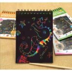 Caiet cu fise razuibile Embo, DIY Magic Scratch, 12 File, Curcubeu, Creion din Lemn, Cartonase negre, 14.5 x 10 cm, portocaliu - imagine 10