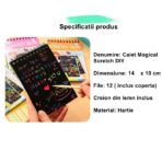 Caiet cu fise razuibile Embo, DIY Magic Scratch, 12 File, Curcubeu, Creion din Lemn, Cartonase negre, 14 x 10 cm, albastru - imagine 2