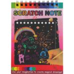 Caiet cu fise razuibile Embo, DIY Magic Scratch, 12 File, Curcubeu, Creion din Lemn, Cartonase negre, 14 x 10 cm, rosu