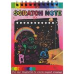 Caiet cu fise razuibile Embo, DIY Magic Scratch, 12 File, Curcubeu, Creion din Lemn, Cartonase negre, 14 x 10 cm, rosu