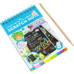 Caiet cu fise razuibile Embo, DIY Magic Scratch, 12 File, Curcubeu, Creion din Lemn, Cartonase negre, 14.2 x 9.8 cm, Baby Blue