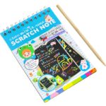 Caiet cu fise razuibile Embo, DIY Magic Scratch, 12 File, Curcubeu, Creion din Lemn, Cartonase negre, 14.2 x 9.8 cm, Baby Blue