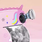 Camera Instantanee pentru Copii, Embo, Camera Frontala + Selfie, cu Functie de Printare, Cablu USB-C, Bluetooth, Compatibil iOS/Android, Model Unicorn, Snur Inclus, Roz - imagine 3
