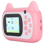 Camera Instantanee pentru Copii, Embo, Camera Frontala + Selfie, cu Functie de Printare, Cablu USB-C, Bluetooth, Compatibil iOS/Android, Imprimare APP, Model Pisica Smiley Face, Roz - imagine 3