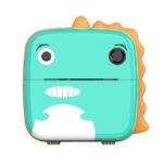 Camera Instantanee pentru Copii, Embo, Camera Frontala + Selfie, cu Functie de Printare, Cablu USB-C, Bluetooth, Compatibil iOS/Android, Model Dinozaur, Snur Inclus, Verde