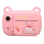 Camera Instantanee pentru Copii, Embo, Camera Frontala + Selfie, cu Functie de Printare, Cablu USB-C, Bluetooth, Compatibil iOS/Android, Imprimare APP, Model Iepure Love, Roz