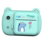 Camera Instantanee pentru Copii, Embo, Camera Frontala + Selfie, cu Functie de Printare, Cablu USB-C, Bluetooth, Compatibil iOS/Android, Imprimare APP, Model Dino Love, Albastru