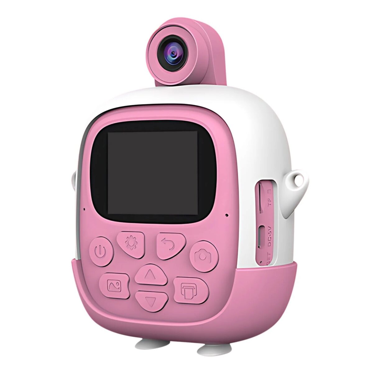 Camera Instantanee pentru Copii, Embo, cu Functie de Printare, Cablu USB-C, Bluetooth, Compatibil iOS/Android, Camera Frontala + Selfie, Model Iepure, Snur Inclus, Roz - imagine 3