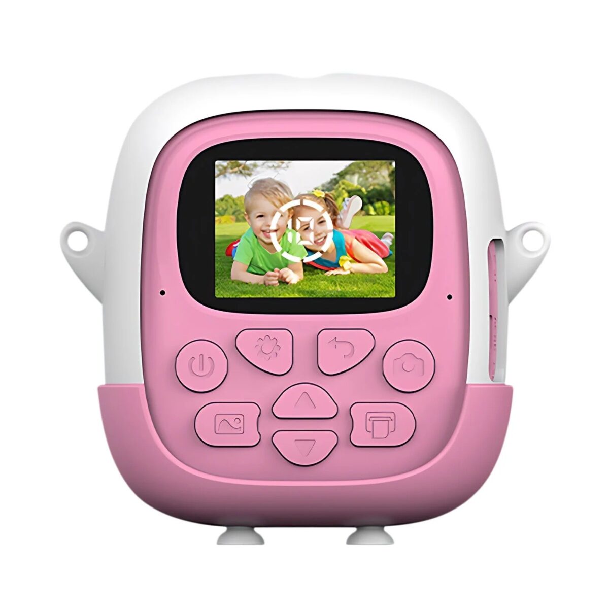 Camera Instantanee pentru Copii, Embo, cu Functie de Printare, Cablu USB-C, Bluetooth, Compatibil iOS/Android, Camera Frontala + Selfie, Model Iepure, Snur Inclus, Roz - imagine 4