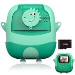 Camera Instantanee pentru Copii, Embo, cu Functie de Printare, Cablu USB-C, Bluetooth, Compatibil iOS/Android, Camera Frontala + Selfie, Model Iepure, Snur Inclus, Verde - imagine 3