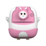 Camera Instantanee pentru Copii, Embo, cu Functie de Printare, Cablu USB-C, Bluetooth, Compatibil iOS/Android, Camera Frontala + Selfie, Model Iepure, Snur Inclus, Roz