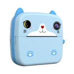 Camera Instantanee pentru Copii, Embo, cu Functie de Printare, Camera Frontala + Selfie, Cablu USB-C, Bluetooth, Compatibil iOS/Android, Imprimare APP, Model Pisica, Albastru