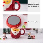 Cana Ceramica tematica Mos Craciun Embo, 430 ml, capac tip oglinda, ambalaj cadou inclus, fete random, 8 x 11.5, rosu - imagine 5