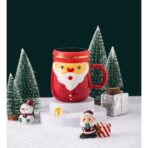 Cana Ceramica tematica Mos Craciun Embo, 430 ml, capac tip oglinda, ambalaj cadou inclus, fete random, 8 x 11.5, rosu - imagine 6