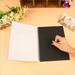 Caiet cu Foi de Hartie de Razuit, Embo, cu Un Stilou din Bambus, pentru Desen, Curcubeu, 19 x 26 cm, Negru - imagine 3