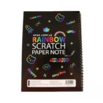 Caiet cu Foi de Hartie de Razuit, Embo, cu Un Stilou din Bambus, pentru Desen, Curcubeu, 19 x 26 cm, Negru