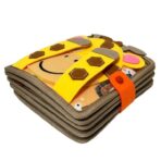 Carte Senzoriala Educativa Montessori 7in1, Embo, Dezvoltare Abilitati Motorii, 8 Pagini, 3D, cu Elemente Detasabile, Model Girafa, 21x21x8 cm, Maro - imagine 2