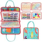 Carte Senzoriala Educativa Montessori, Embo, cu Activitati, Dezvoltare Abilitati Motorii, 4 Pagini, Model Spatiu Cosmic, 28x22x7 cm, Albastru