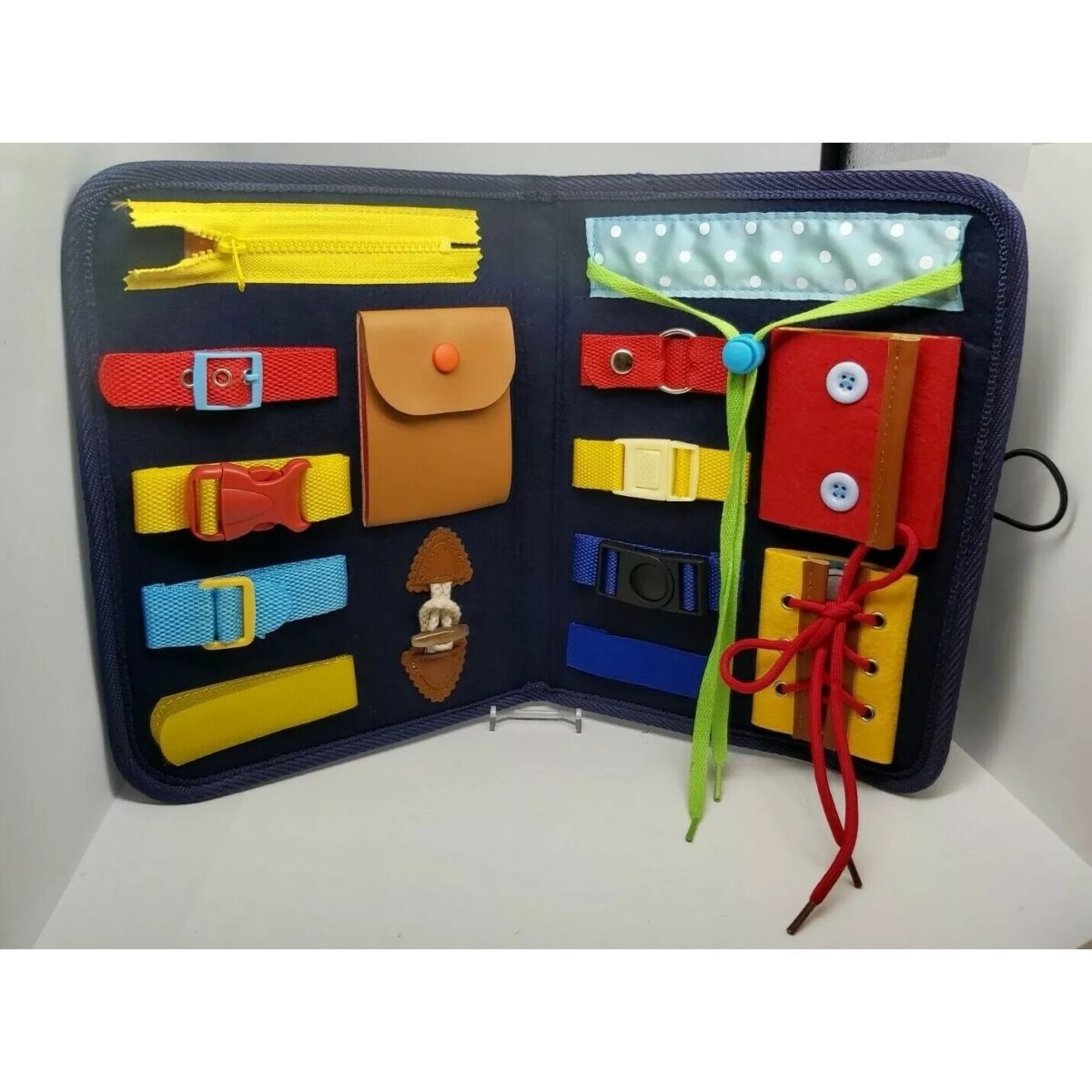 Carte Senzoriala Educativa Montessori, Embo, Dezvoltare Abilitati Motorii, 2 Pagini, 28x22x3 cm, Albastru - imagine 6