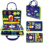 Carte Senzoriala Educativa Montessori, Embo, Dezvoltare Abilitati Motorii, 3 Pagini, Model Alfabet, 28x25x4 cm, Albastru