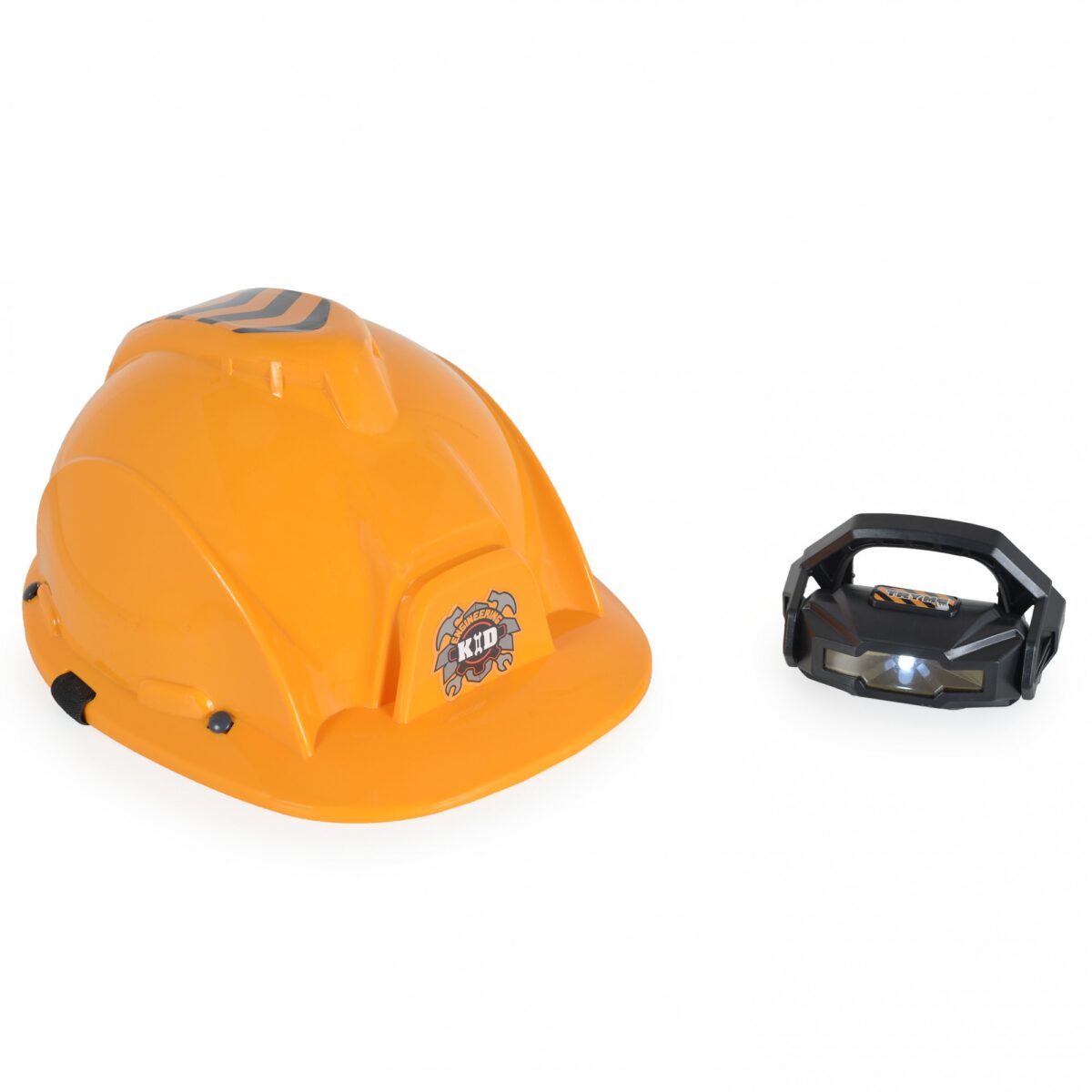 Casca Protectie cu Lanterna de Jucarie pentru Copii, Embo, Material Plastic, Interactiv, Distractiv, 29.5x19.5x6.5 cm, Portocaliu - imagine 5