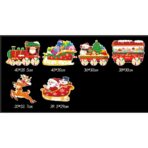 Decoratiune de Craciun, Embo, pentru Gradina, Tip Trenulet, 6 Figurine + Bete de Infipt in Pamant, din Plastic, Impermeabil, Model Mos Craciun in Tren si in Sanie, Multicolor - imagine 2