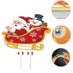 Decoratiune de Craciun, Embo, pentru Gradina, Tip Trenulet, 6 Figurine + Bete de Infipt in Pamant, din Plastic, Impermeabil, Model Mos Craciun cu Renii, Multicolor - imagine 2