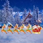 Decoratiune de Craciun, Embo, pentru Gradina, Tip Trenulet, 6 Figurine + Bete de Infipt in Pamant, din Plastic, Impermeabil, Model Mos Craciun cu Renii, Multicolor - imagine 4