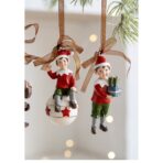 Decoratiune de Craciun, Embo, pentru Brad, Model Elf pe Glob, 10 x 4 cm, din Rasina, Multicolor - imagine 4