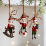 Decoratiune de Craciun, Embo, pentru Brad, Model Elf pe Glob, 10 x 4 cm, din Rasina, Multicolor - imagine 6
