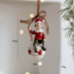 Decoratiune de Craciun, Embo, pentru Brad, Model Elf pe Glob, 10 x 4 cm, din Rasina, Multicolor - imagine 7