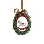 Decoratiune de Craciun, Embo, pentru Brad, Model Ghirlanda cu Calut, 8.5 x 6.5 cm, din Rasina, Multicolor