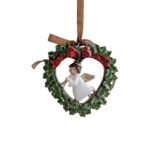 Decoratiune de Craciun, Embo, pentru Brad, Model Ghirlanda cu Inger, 7.5 x 7.5 cm, din Rasina, Multicolor