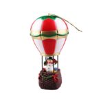 Decoratiune de Craciun tip Balon cu Aer Cald, Embo, Balon cu Om de Zapada, din Rasina, Model Balon cu Aer Cald si Om de Zapada Iluminare LED, 17 x 5 x 5 cm, Gri Rosu