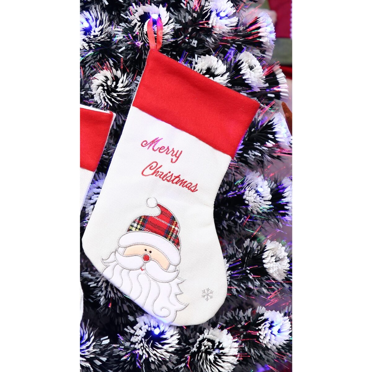Ciorap Cadouri, culoare alba, imprimeu Mos Craciun, marimea 16x30 cm, Embo - imagine 3