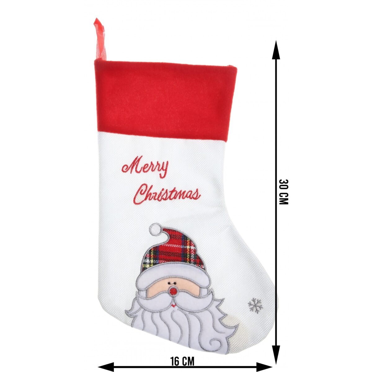 Ciorap Cadouri, culoare alba, imprimeu Mos Craciun, marimea 16x30 cm, Embo - imagine 5