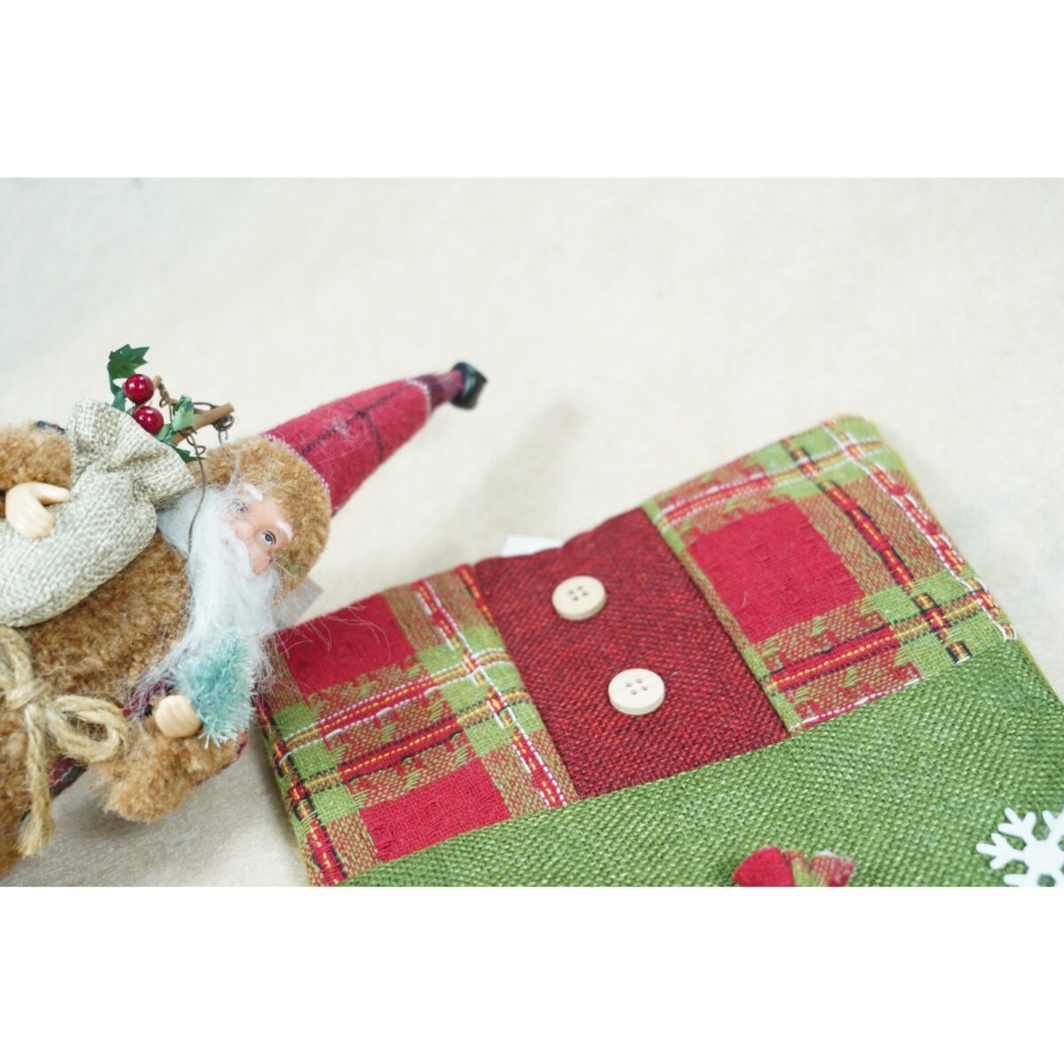 Ciorap Cadouri, Embo,cu model elf,verde, marimea 20x30 cm, textil, interior - imagine 4