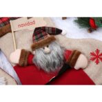 Ciorap Cadouri,Embo,cu model Mos Craciun,crem, marimea 20x40 cm, textil, interior - imagine 2