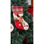 Ciorap Cadouri,Embo,cu model Mos Craciun,crem, marimea 20x40 cm, textil, interior - imagine 4