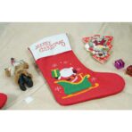Ciorap Cadouri,Embo,cu model Mos Craciun, rosu, marimea 19x38 cm, textil, interior - imagine 2