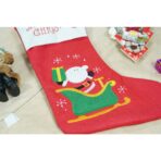 Ciorap Cadouri,Embo,cu model Mos Craciun, rosu, marimea 19x38 cm, textil, interior - imagine 3