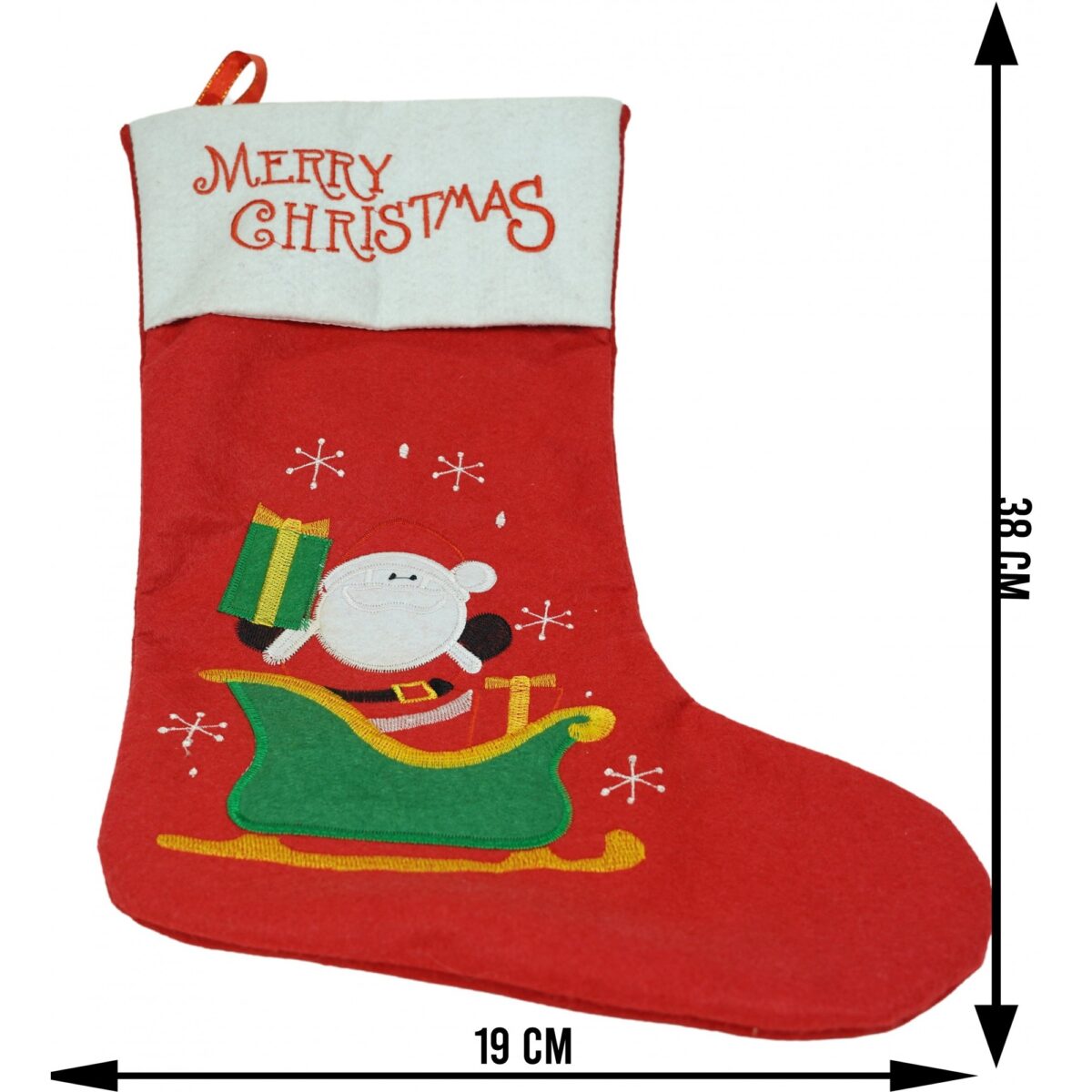 Ciorap Cadouri,Embo,cu model Mos Craciun, rosu, marimea 19x38 cm, textil, interior - imagine 5