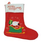 Ciorap Cadouri,Embo,cu model Mos Craciun, rosu, marimea 19x38 cm, textil, interior