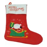 Ciorap Cadouri,Embo,cu model Mos Craciun, rosu, marimea 19x38 cm, textil, interior