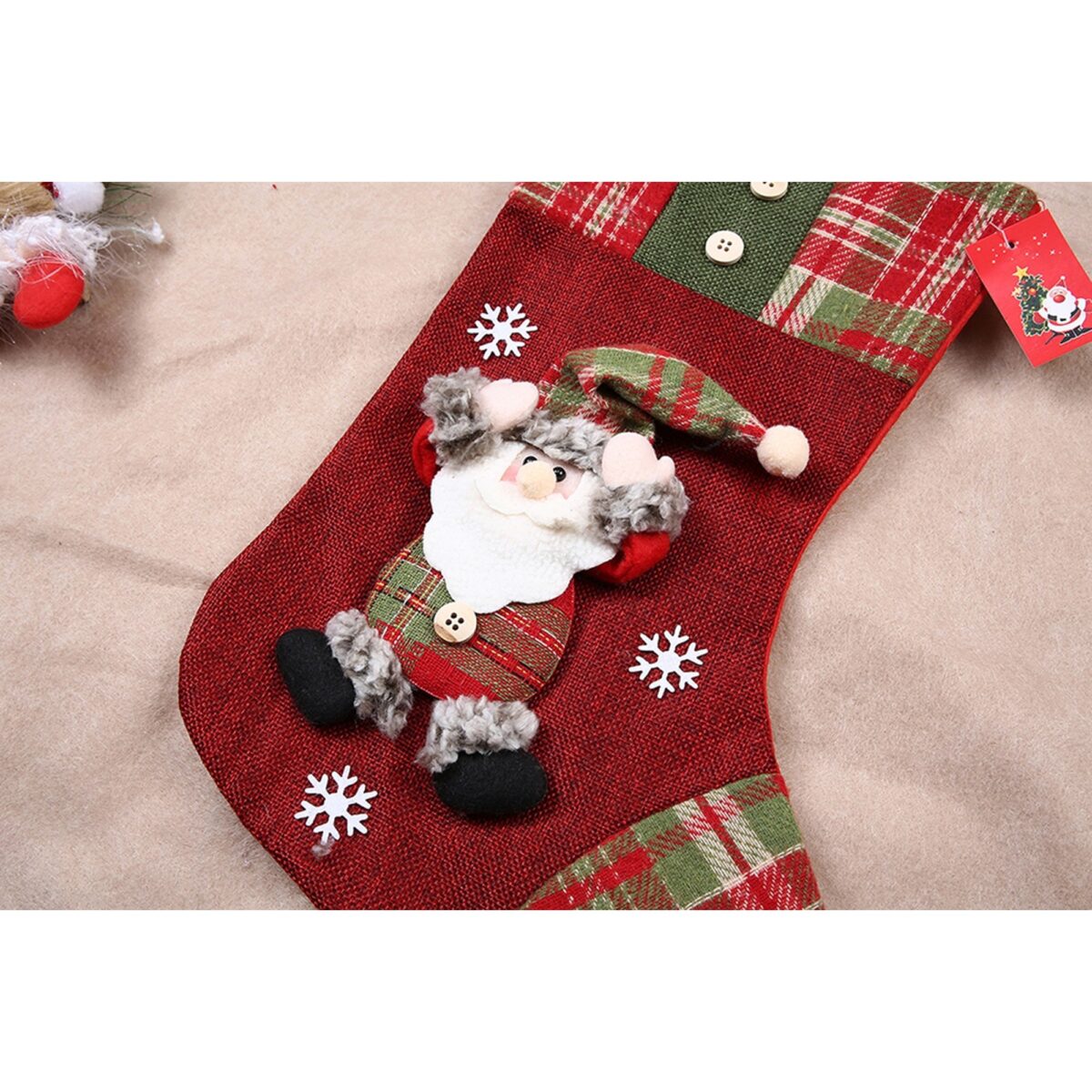 Ciorap Cadouri,Embo,cu model Mos Craciun,rosu, marimea 20x30 cm, textil, interior - imagine 2