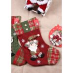 Ciorap Cadouri,Embo,cu model Mos Craciun,rosu, marimea 20x30 cm, textil, interior - imagine 3